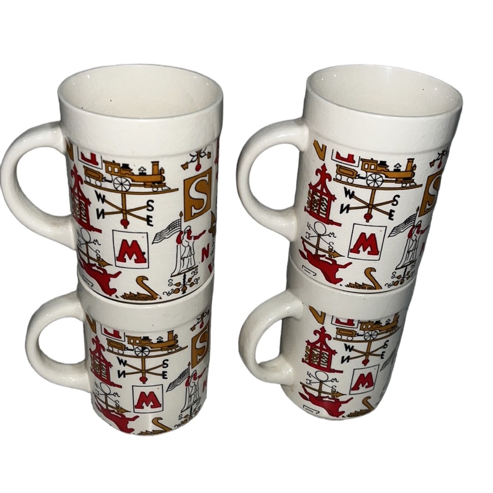 Vtg HOLT HOWARD Weather Vane Coffee Cups/Mugs~1964~Set of 4~#7606~MCM READ